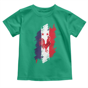 France Gallic Rooster Football Two Stars Brushstroke French Flag Graphic Toddler T Shirt