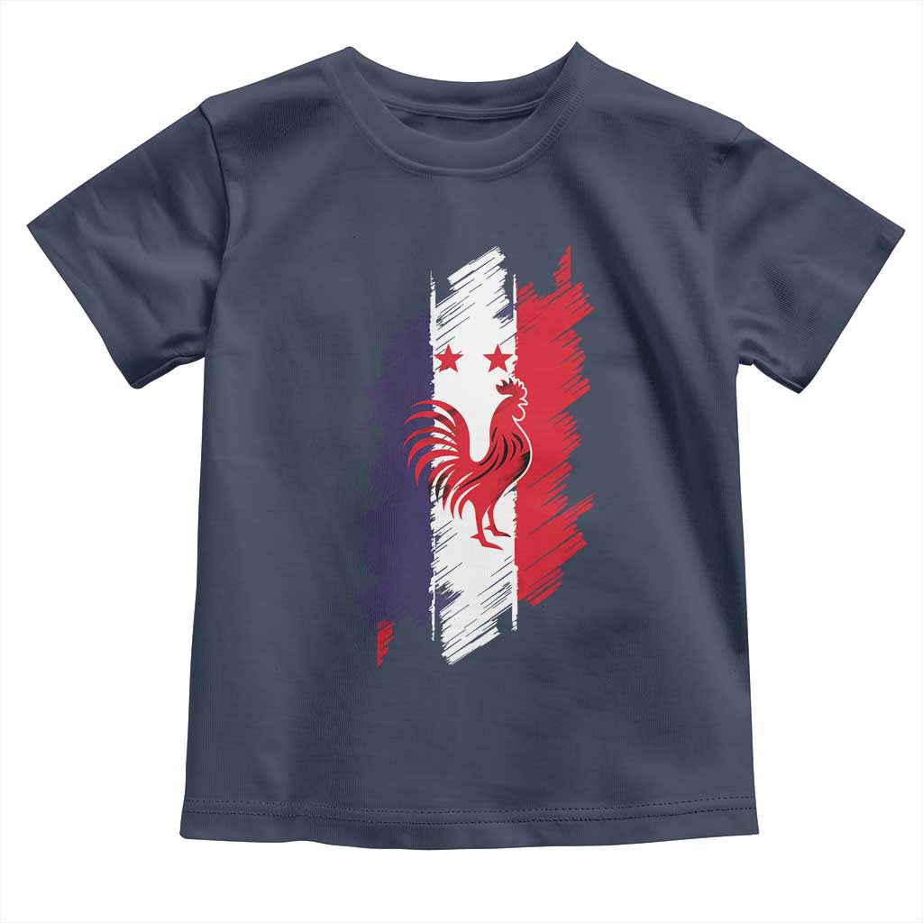 France Gallic Rooster Football Two Stars Brushstroke French Flag Graphic Toddler T Shirt TS11 Navy Print Your Wear