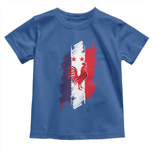 France Gallic Rooster Football Two Stars Brushstroke French Flag Graphic Toddler T Shirt