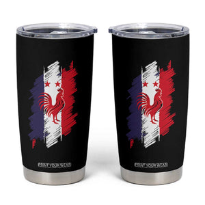 France Gallic Rooster Football Two Stars Brushstroke French Flag Graphic Tumbler Cup