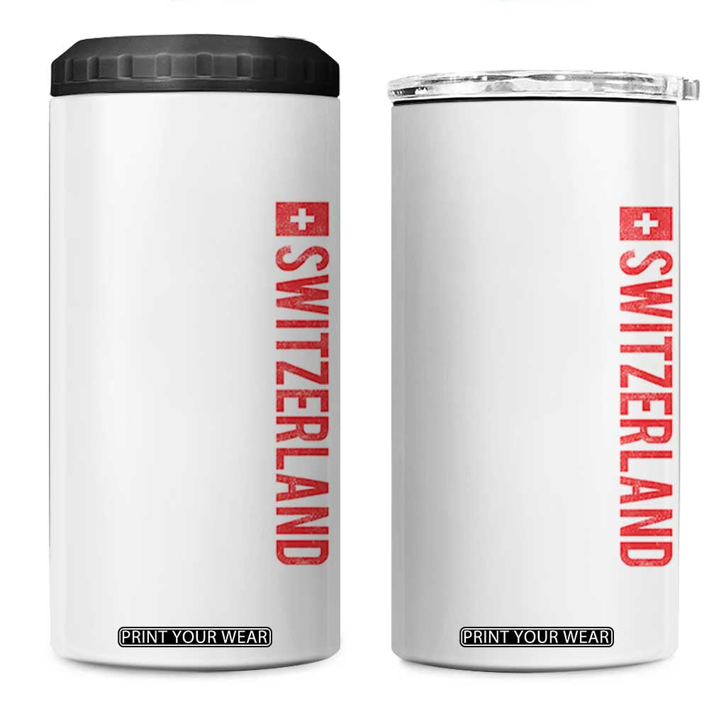 Switzerland Heritage Vintage Swiss Flag Schweiz 4 in 1 Can Cooler Tumbler