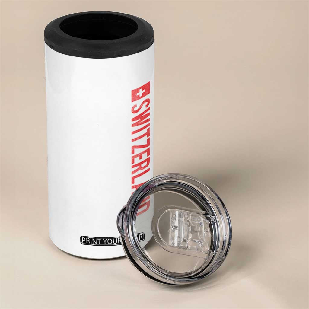 Switzerland Heritage Vintage Swiss Flag Schweiz 4 in 1 Can Cooler Tumbler