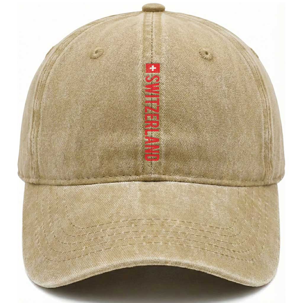 Switzerland Heritage Vintage Swiss Flag Schweiz Washed Cotton Baseball Cap