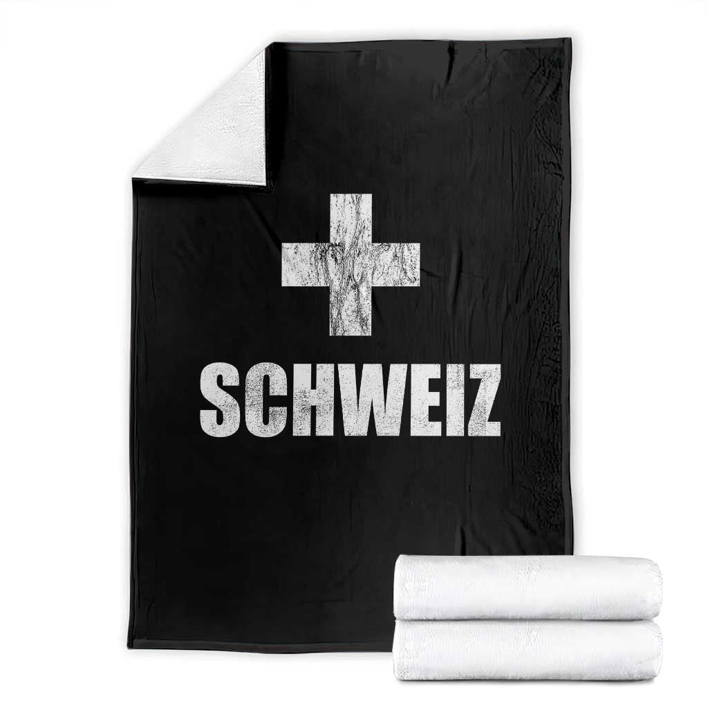 Schweiz Swiss German Vintage Cross Flag Switzerland Roots Throw Blanket TS11 Black Print Your Wear