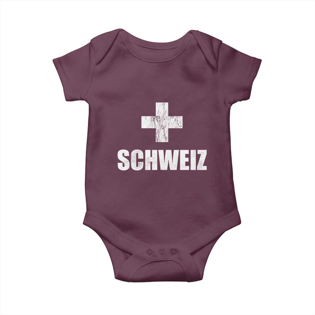 Schweiz Swiss German Vintage Cross Flag Switzerland Roots Baby Onesie