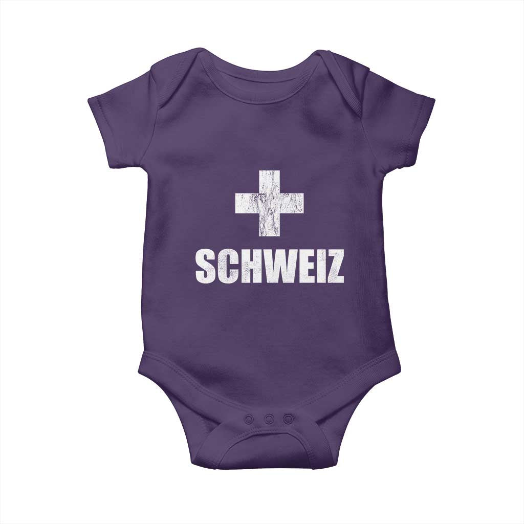 Schweiz Swiss German Vintage Cross Flag Switzerland Roots Baby Onesie