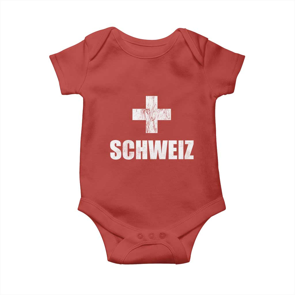 Schweiz Swiss German Vintage Cross Flag Switzerland Roots Baby Onesie