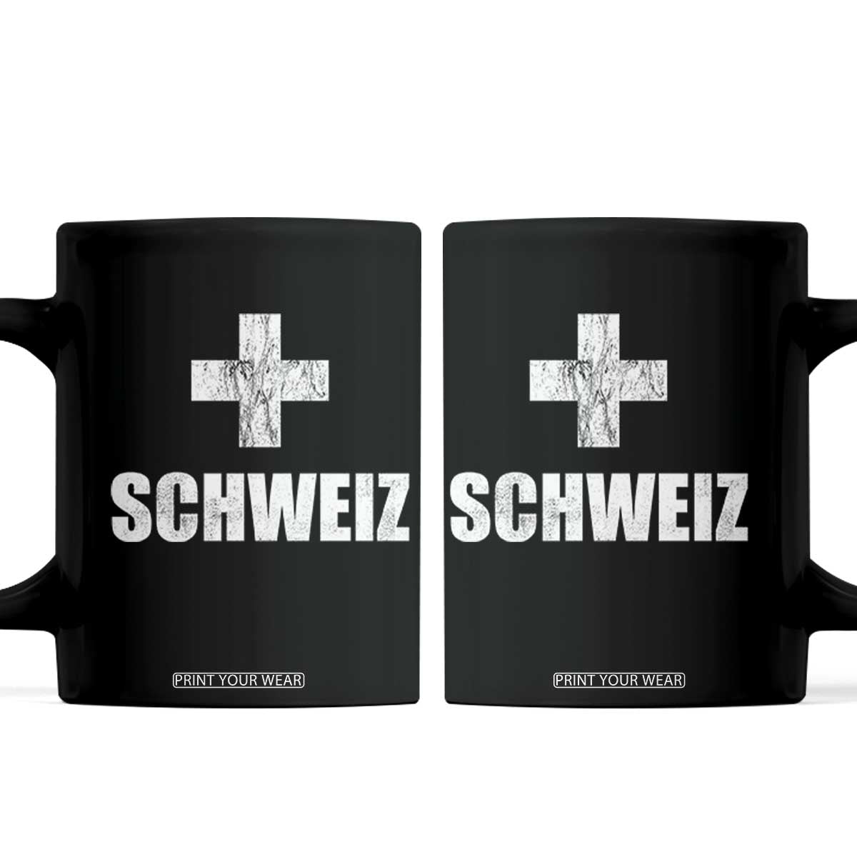 Schweiz Swiss German Vintage Cross Flag Switzerland Roots Coffee Mug TS11 Black Print Your Wear