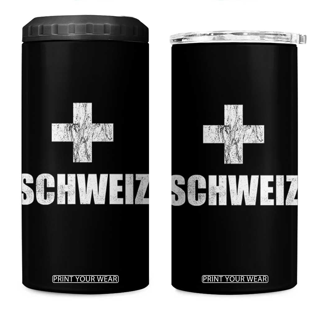 Schweiz Swiss German Vintage Cross Flag Switzerland Roots 4 in 1 Can Cooler Tumbler