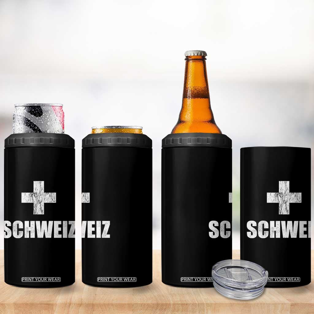 Schweiz Swiss German Vintage Cross Flag Switzerland Roots 4 in 1 Can Cooler Tumbler