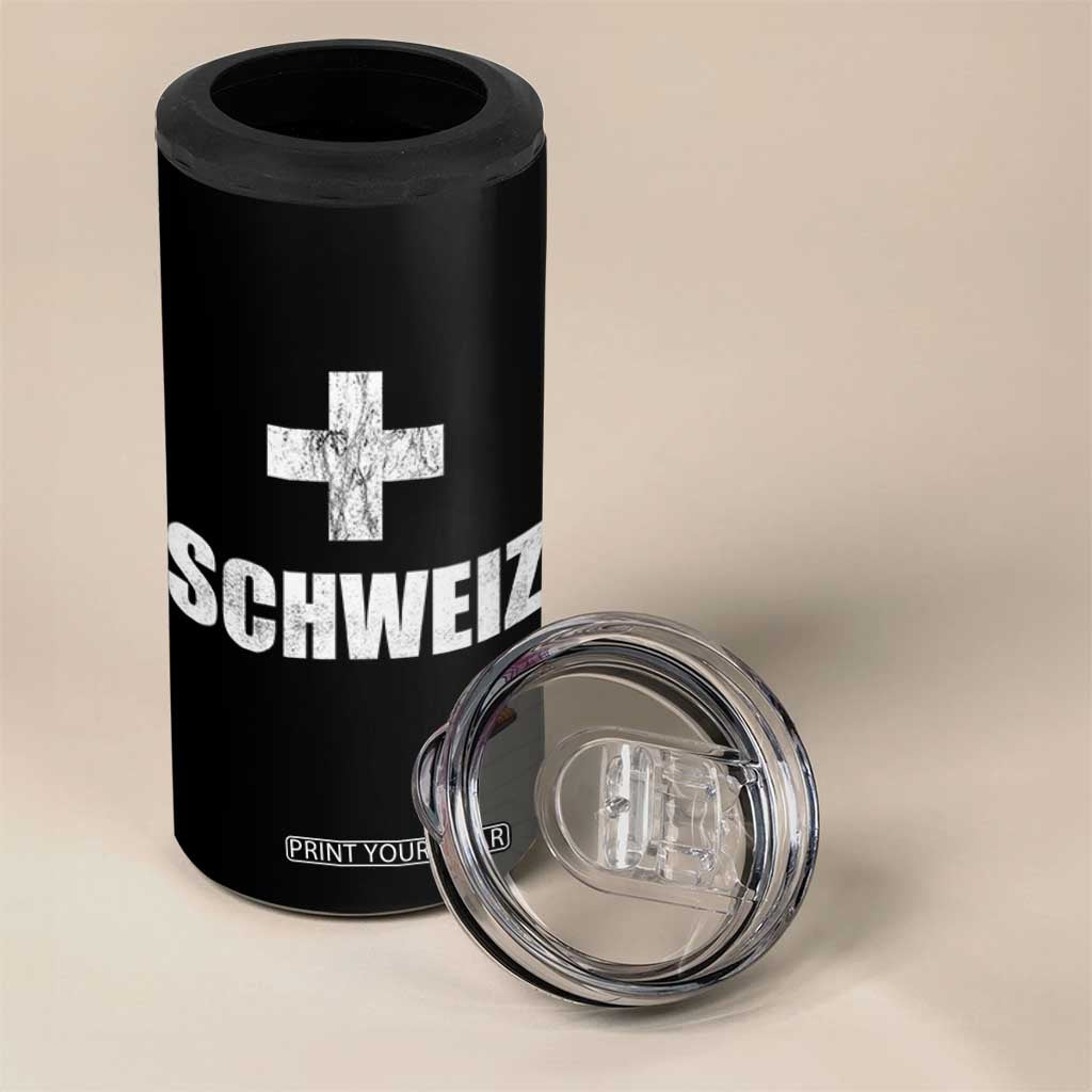Schweiz Swiss German Vintage Cross Flag Switzerland Roots 4 in 1 Can Cooler Tumbler