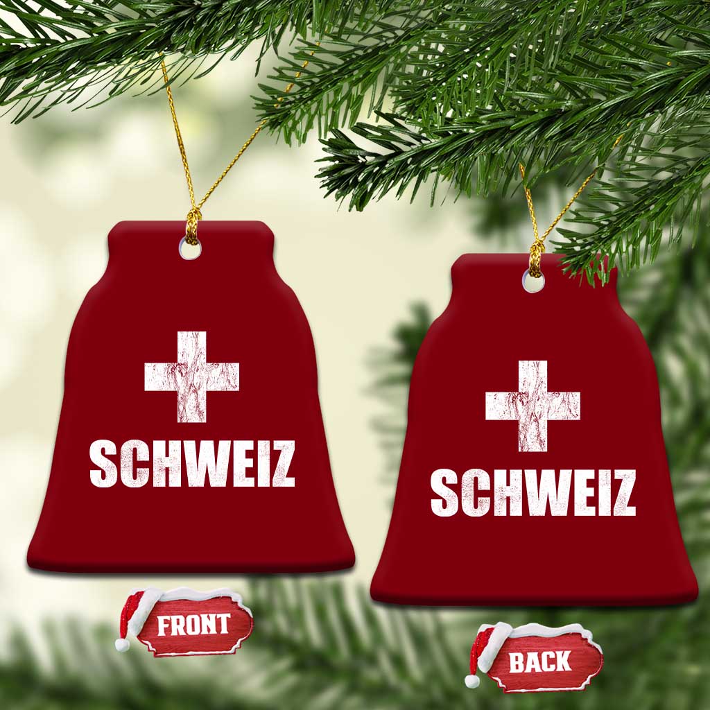 Schweiz Swiss German Vintage Cross Flag Switzerland Roots Ceramic Ornament