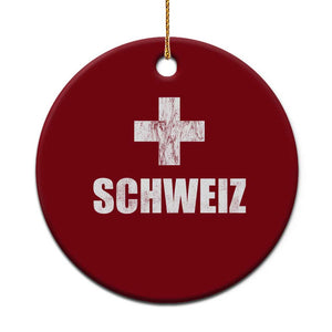 Schweiz Swiss German Vintage Cross Flag Switzerland Roots Ceramic Ornament