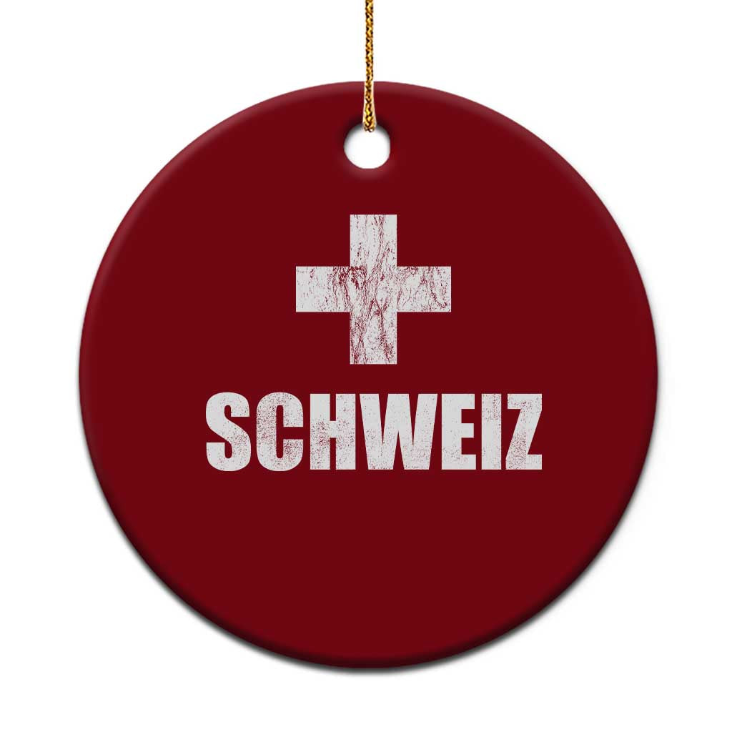 Schweiz Swiss German Vintage Cross Flag Switzerland Roots Ceramic Ornament TS11 1pc Red Print Your Wear