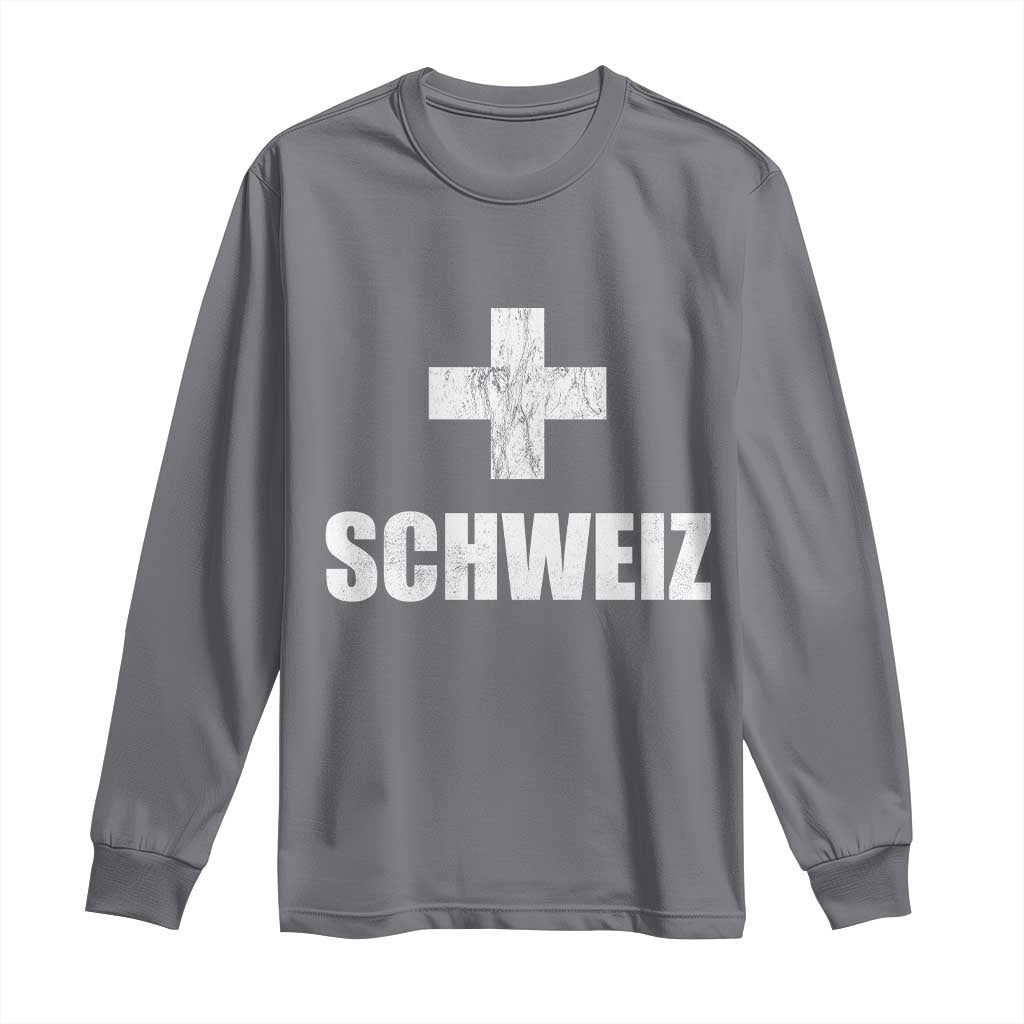 Schweiz Swiss German Vintage Cross Flag Switzerland Roots Long Sleeve Shirt