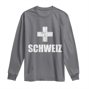 Schweiz Swiss German Vintage Cross Flag Switzerland Roots Long Sleeve Shirt
