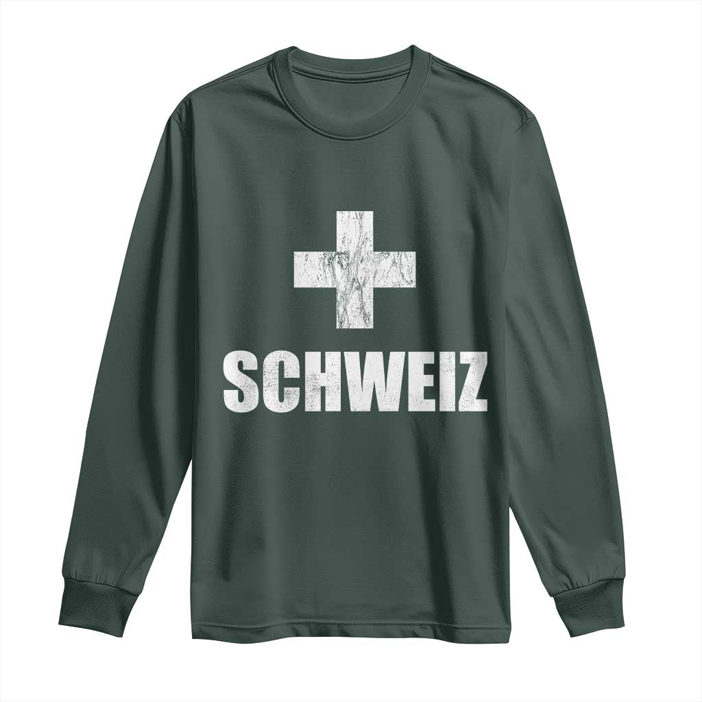 Schweiz Swiss German Vintage Cross Flag Switzerland Roots Long Sleeve Shirt