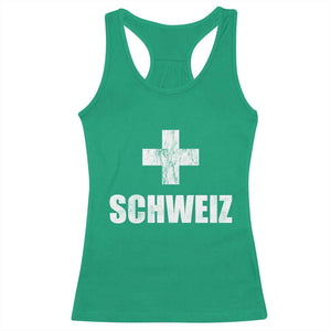Schweiz Swiss German Vintage Cross Flag Switzerland Roots Racerback Tank Top