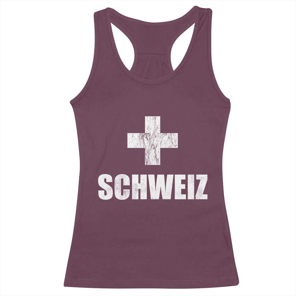 Schweiz Swiss German Vintage Cross Flag Switzerland Roots Racerback Tank Top