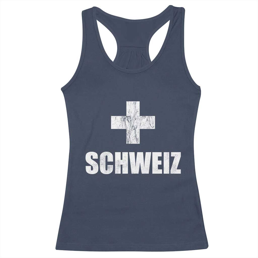 Schweiz Swiss German Vintage Cross Flag Switzerland Roots Racerback Tank Top