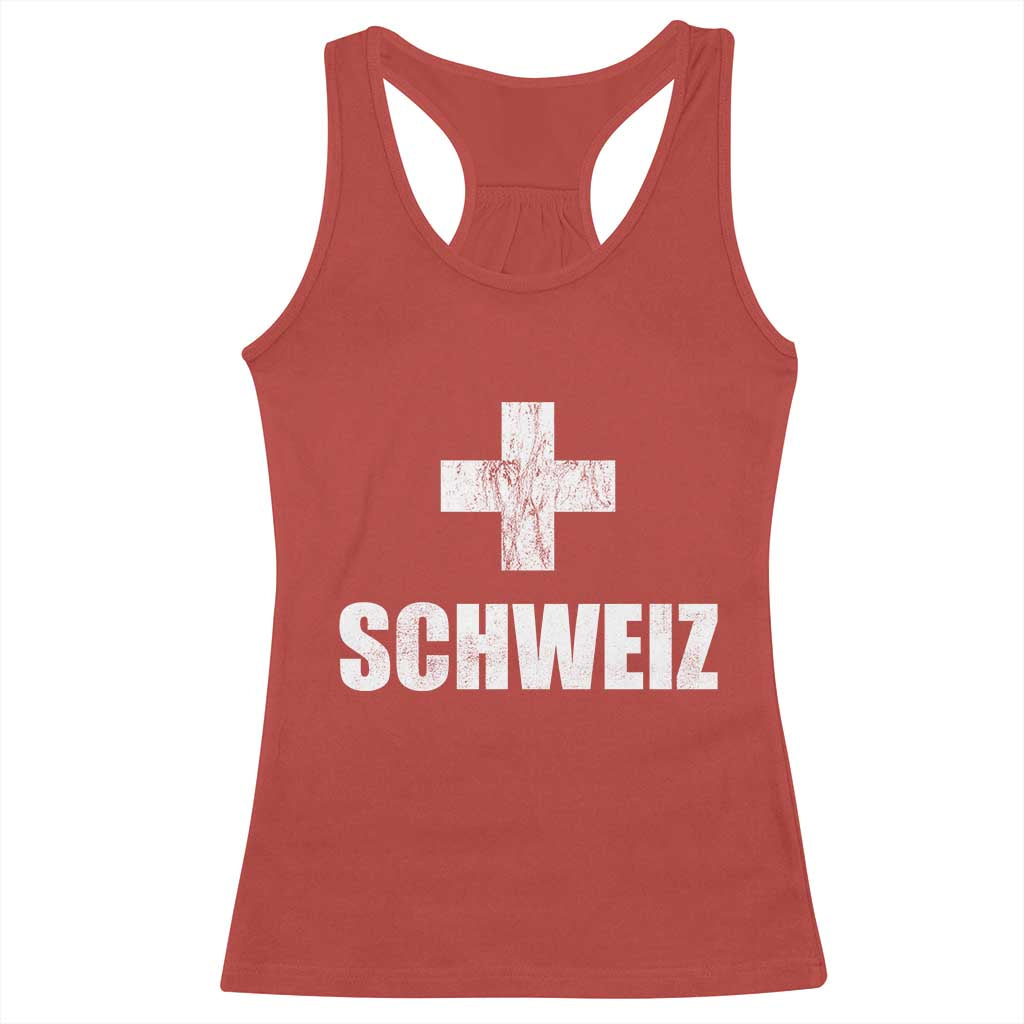 Schweiz Swiss German Vintage Cross Flag Switzerland Roots Racerback Tank Top TS11 Red Print Your Wear