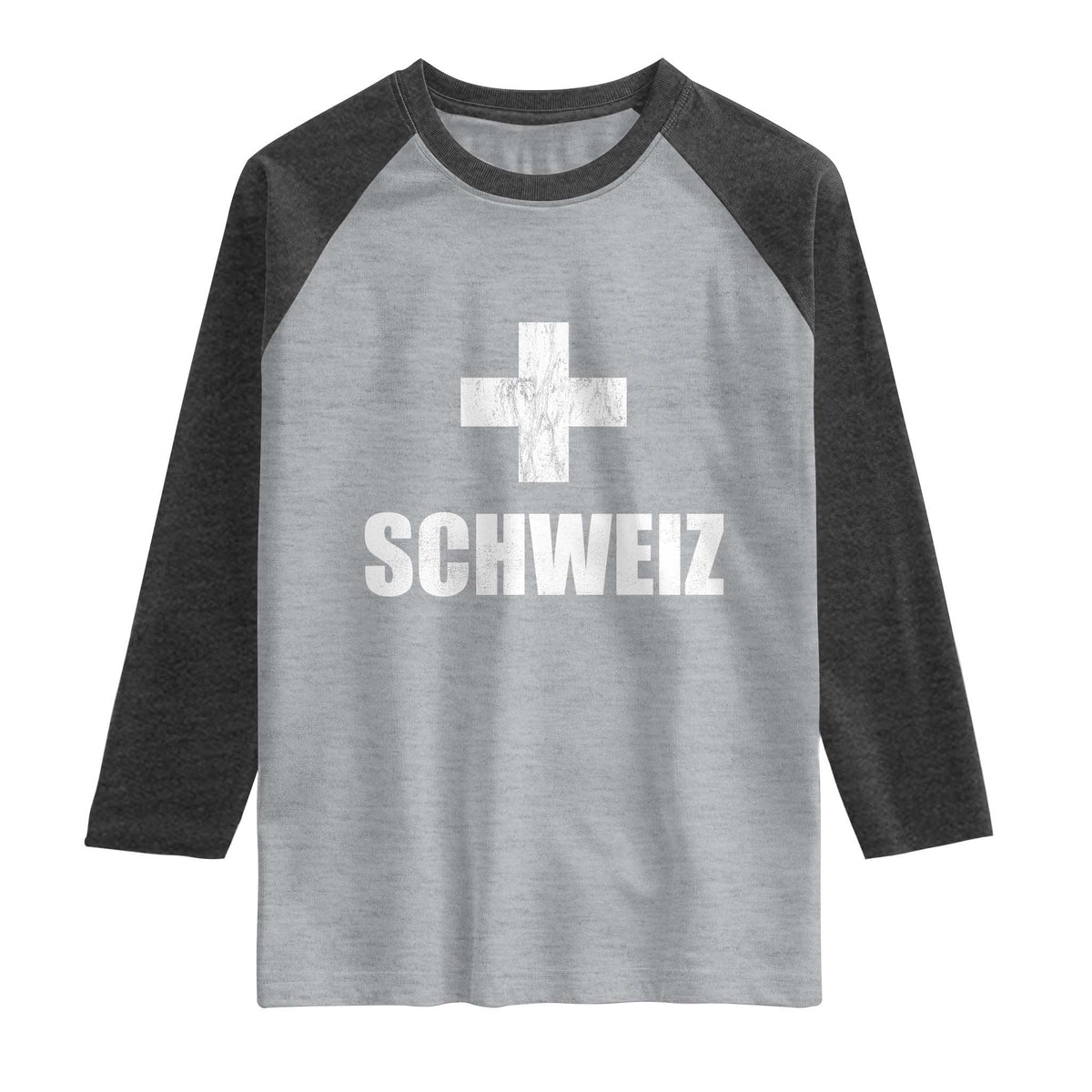 Schweiz Swiss German Vintage Cross Flag Switzerland Roots Raglan Shirt