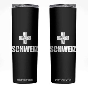 Schweiz Swiss German Vintage Cross Flag Switzerland Roots Skinny Tumbler