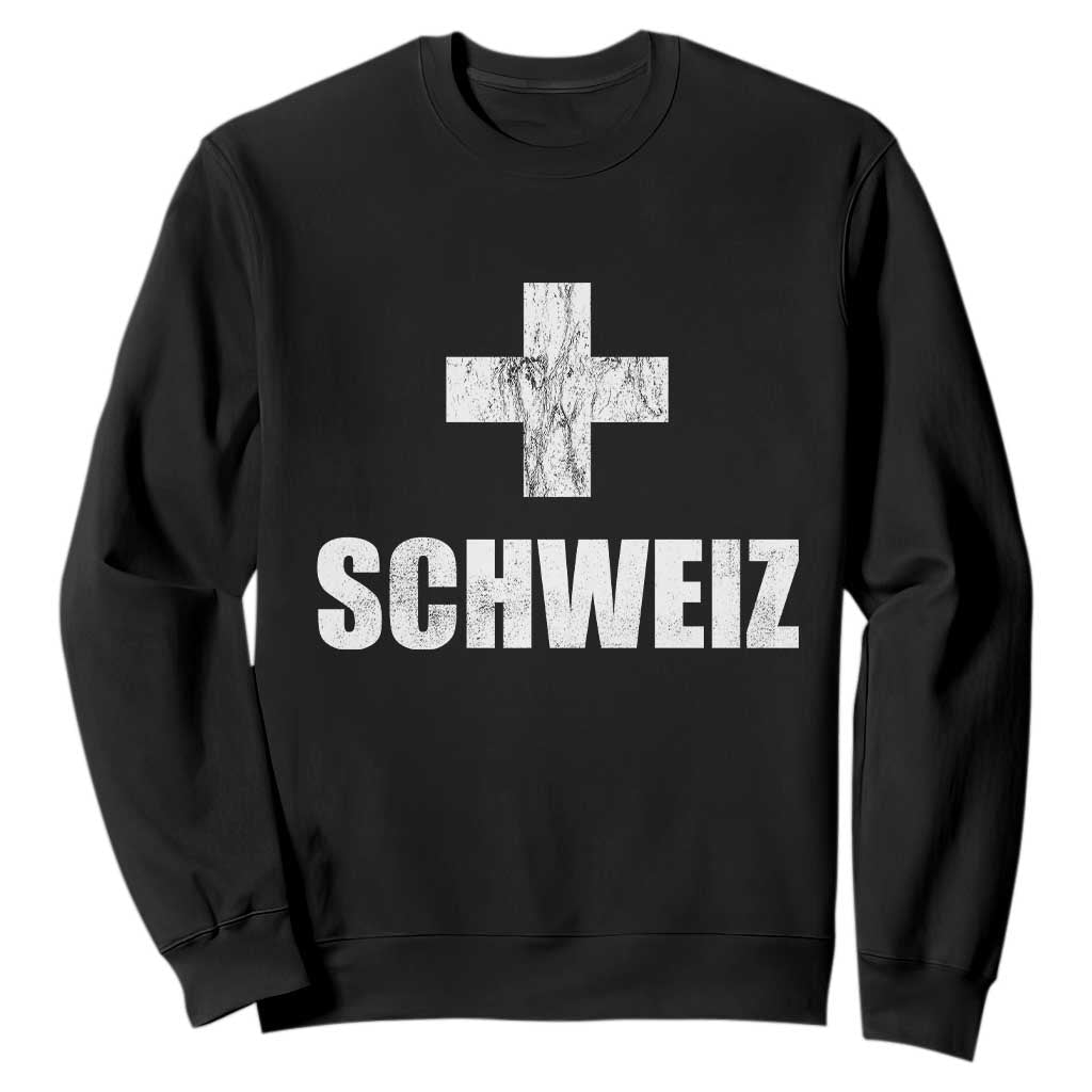 Schweiz Swiss German Vintage Cross Flag Switzerland Roots Sweatshirt