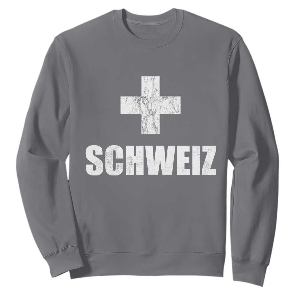 Schweiz Swiss German Vintage Cross Flag Switzerland Roots Sweatshirt