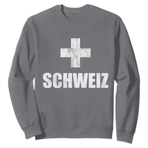 Schweiz Swiss German Vintage Cross Flag Switzerland Roots Sweatshirt