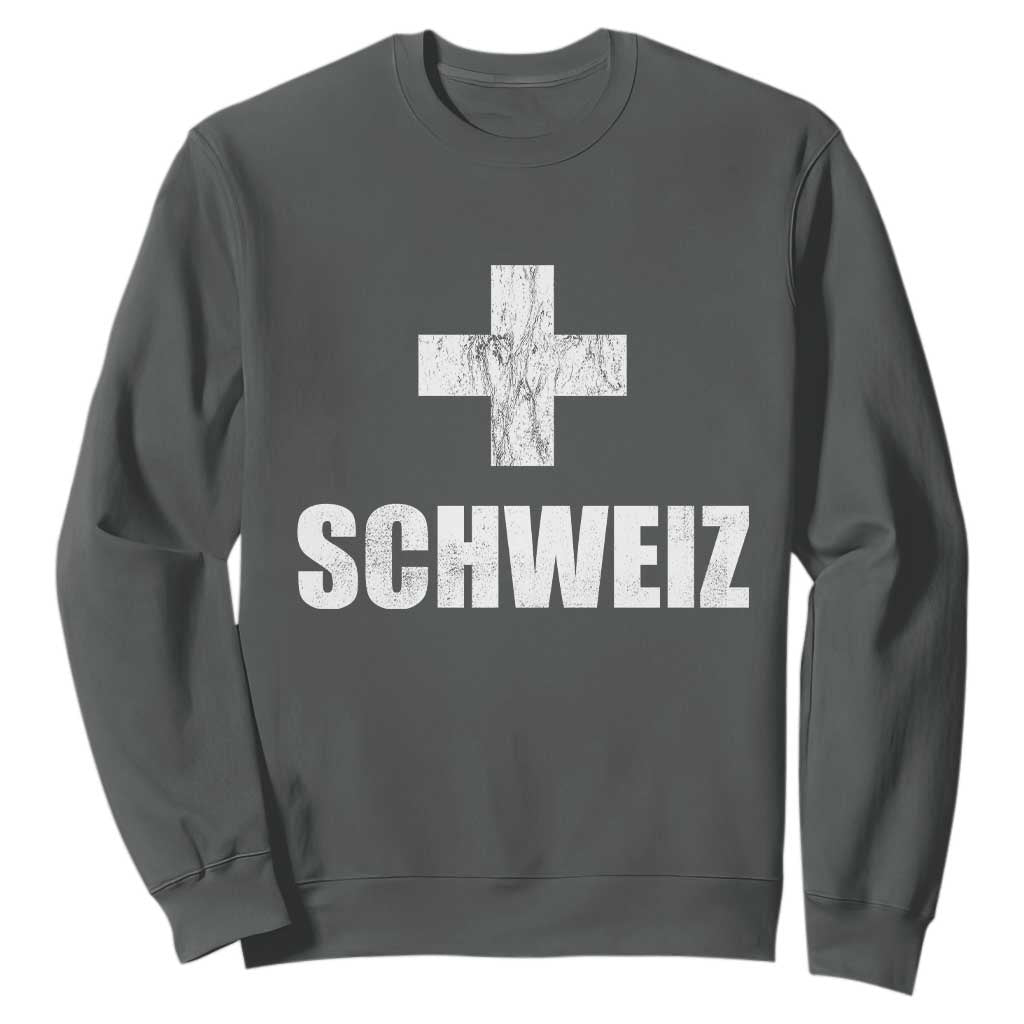 Schweiz Swiss German Vintage Cross Flag Switzerland Roots Sweatshirt