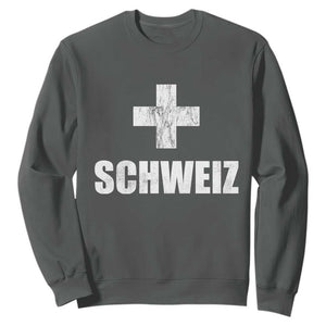 Schweiz Swiss German Vintage Cross Flag Switzerland Roots Sweatshirt