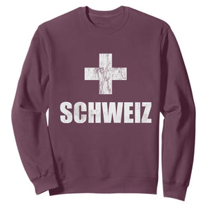 Schweiz Swiss German Vintage Cross Flag Switzerland Roots Sweatshirt