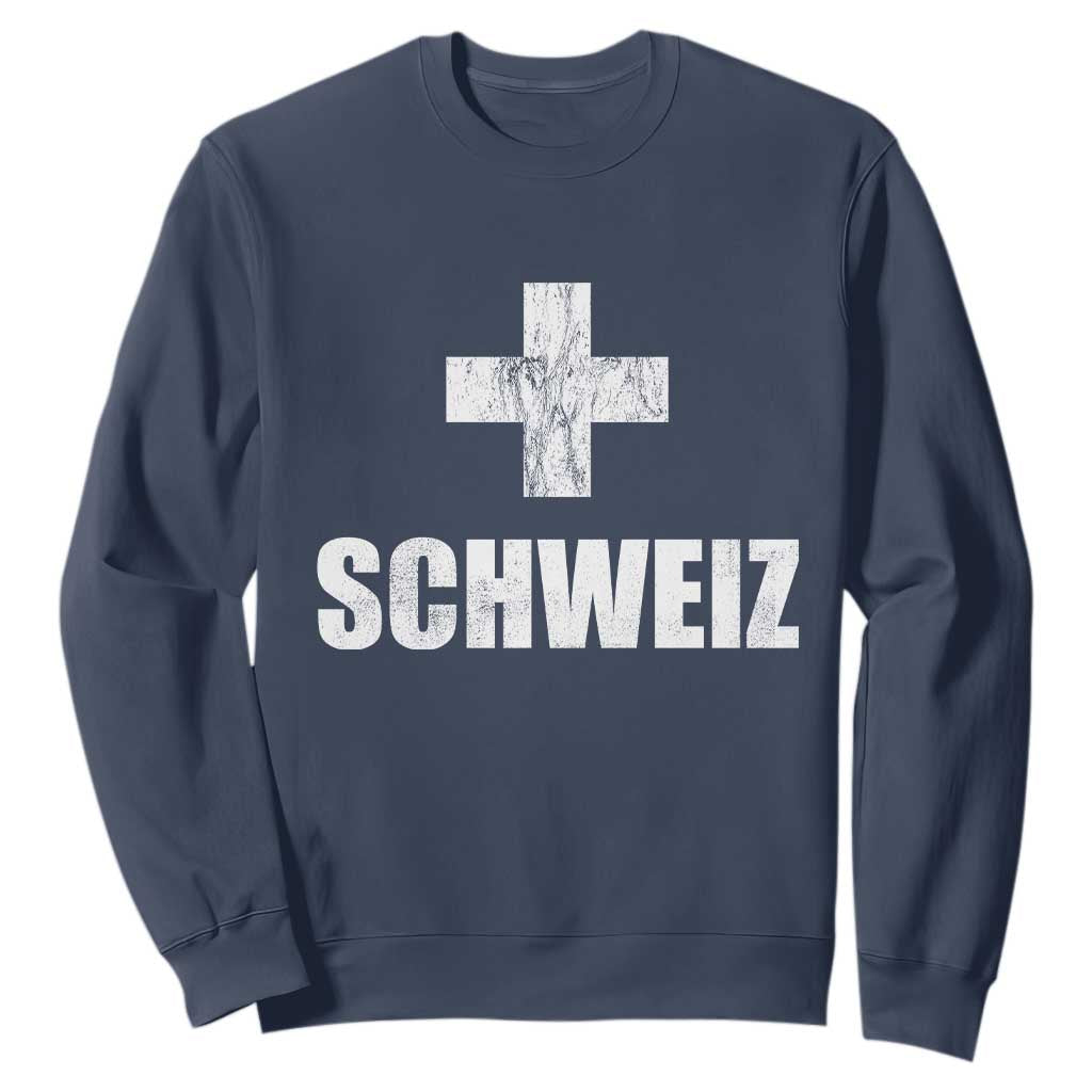 Schweiz Swiss German Vintage Cross Flag Switzerland Roots Sweatshirt