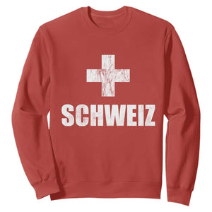 Schweiz Swiss German Vintage Cross Flag Switzerland Roots Sweatshirt