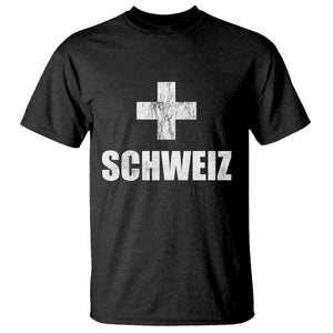 Schweiz Swiss German Vintage Cross Flag Switzerland Roots T Shirt