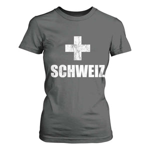 Schweiz Swiss German Vintage Cross Flag Switzerland Roots T Shirt For Women