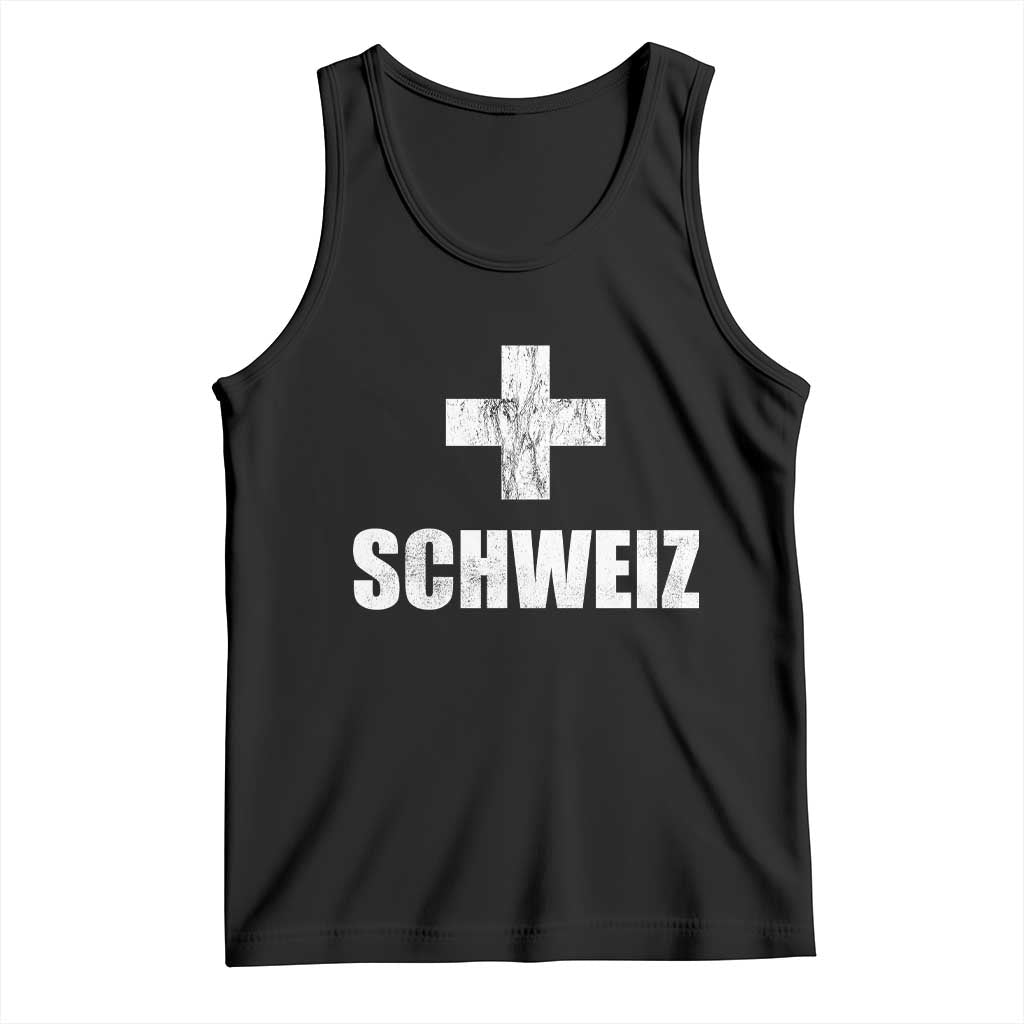 Schweiz Swiss German Vintage Cross Flag Switzerland Roots Tank Top TS11 Black Print Your Wear