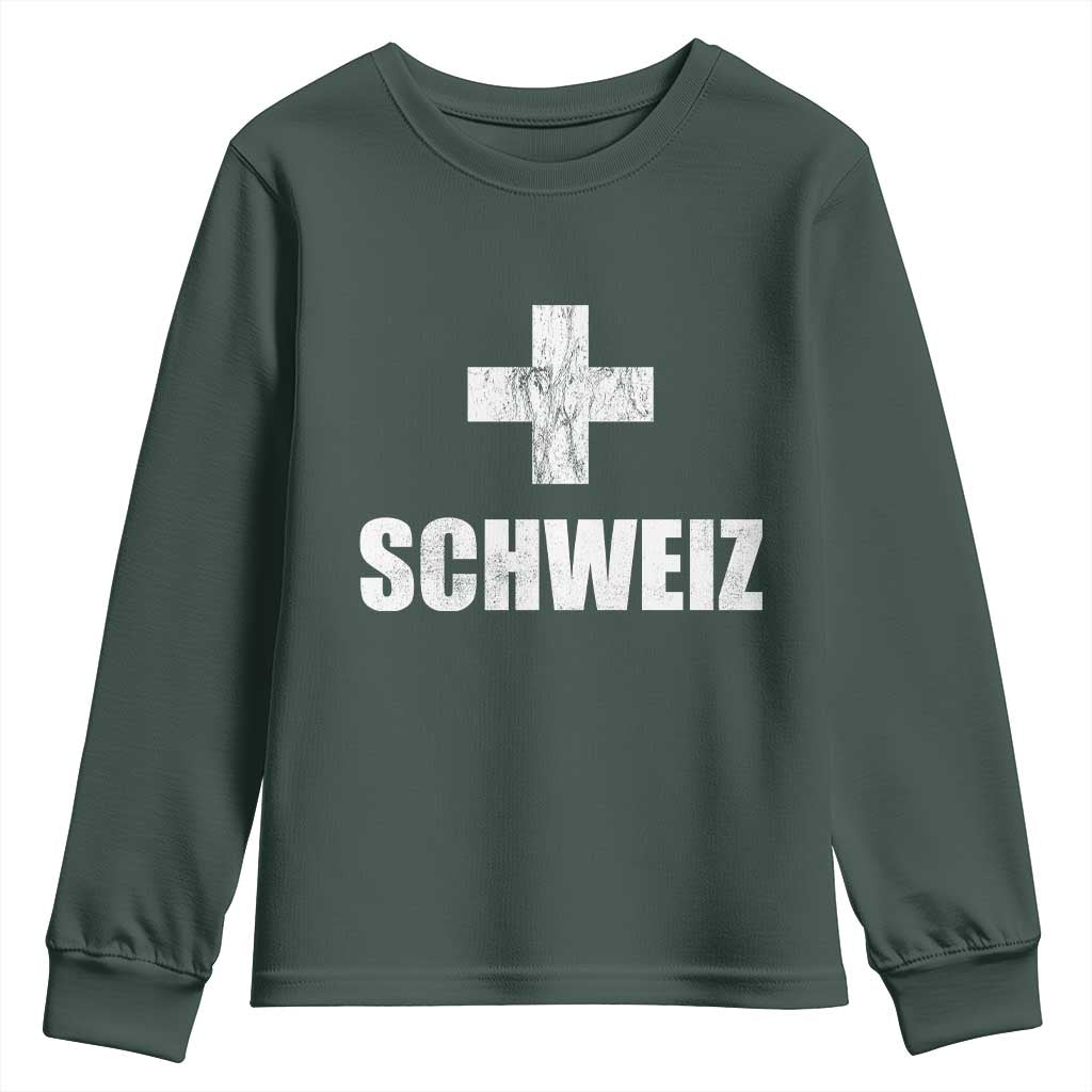 Schweiz Swiss German Vintage Cross Flag Switzerland Roots Youth Sweatshirt