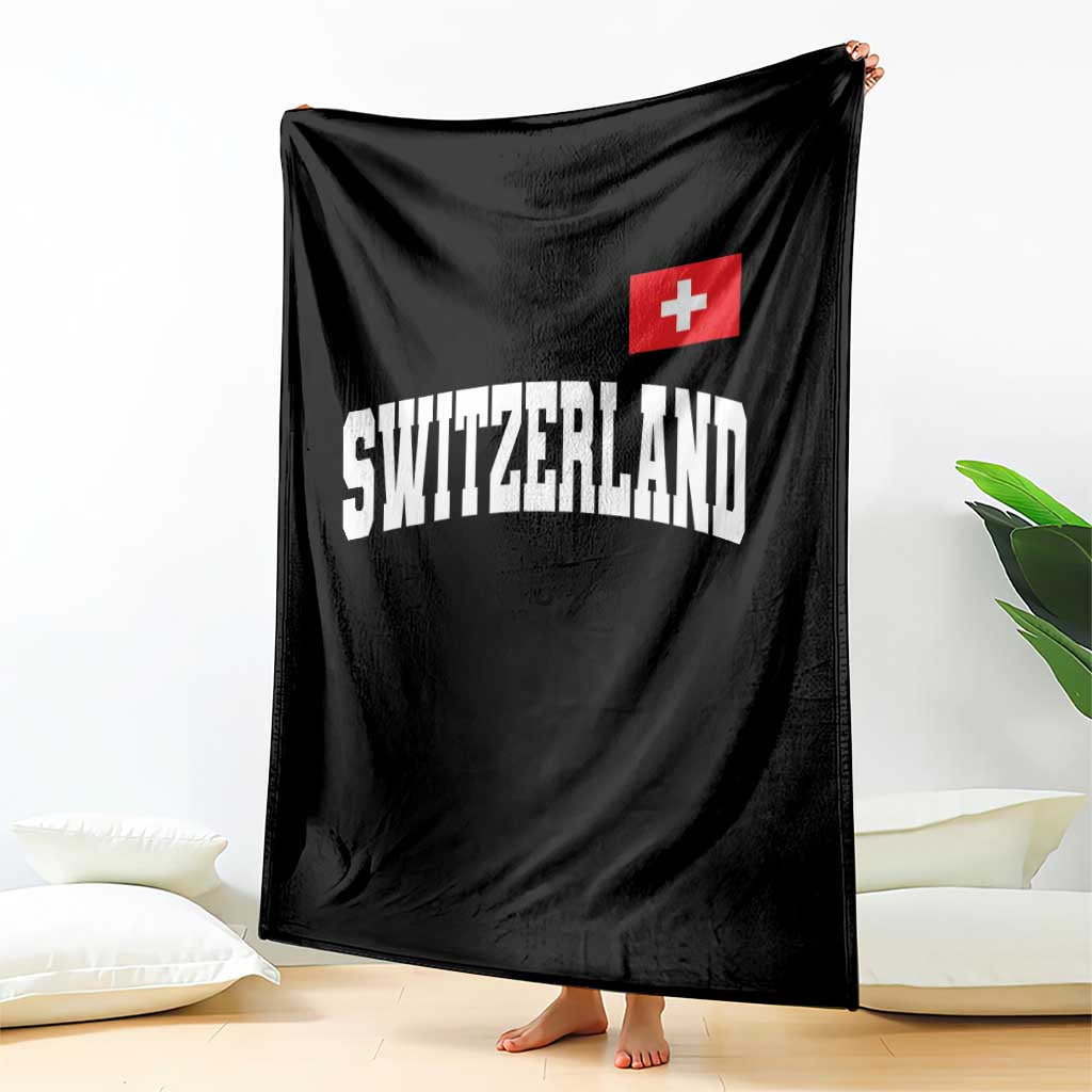 Switzerland Sports Throwback Design Throw Blanket Vintage Swiss Flag Soccer Jersey Style
