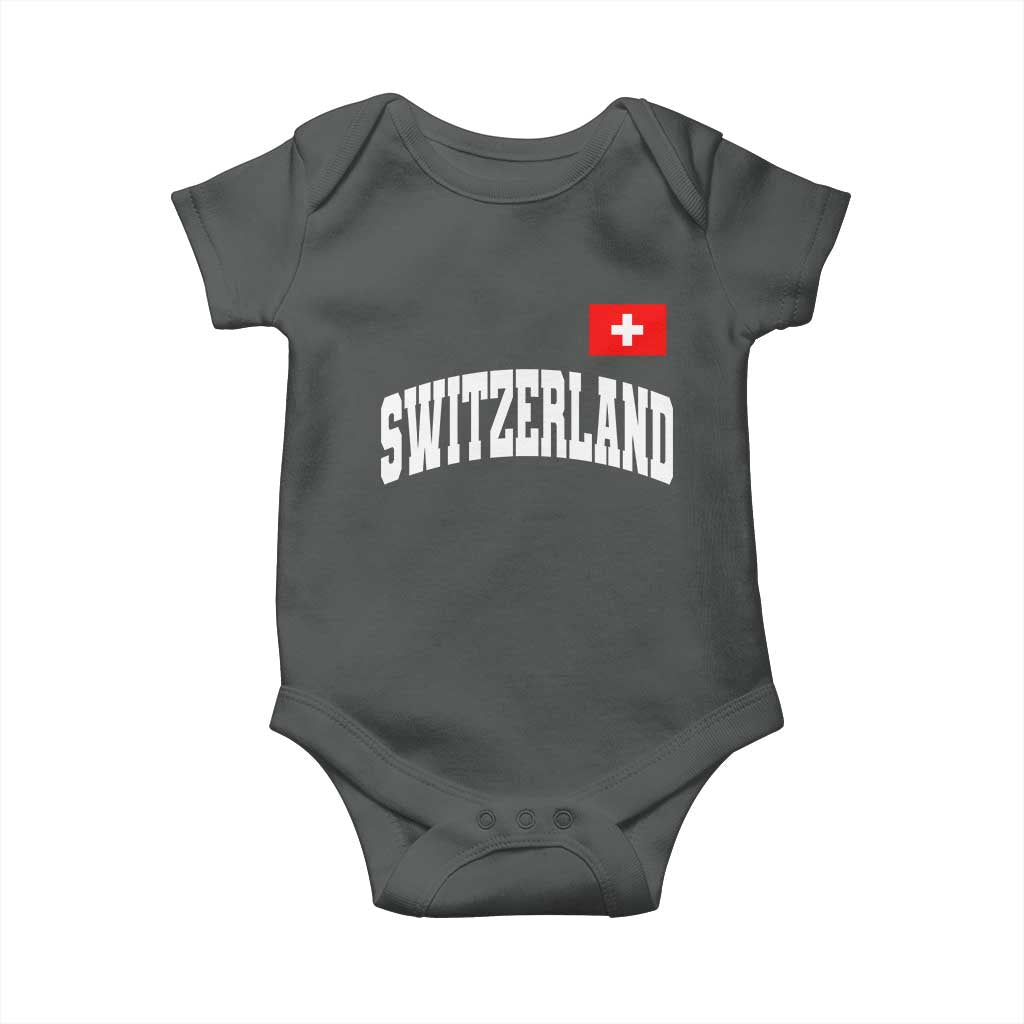 Switzerland Sports Throwback Design Baby Onesie Vintage Swiss Flag Soccer Jersey Style