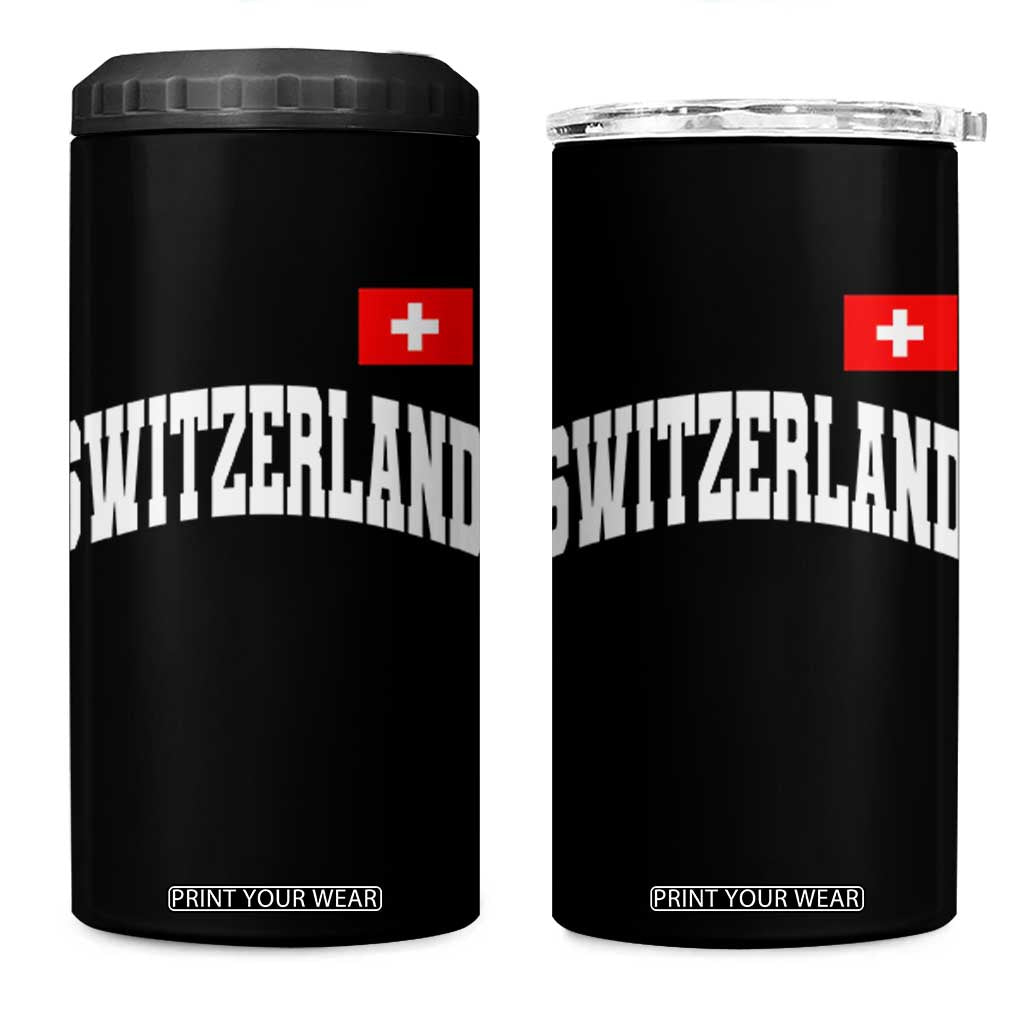 Switzerland Sports Throwback Design 4 in 1 Can Cooler Tumbler Vintage Swiss Flag Soccer Jersey Style