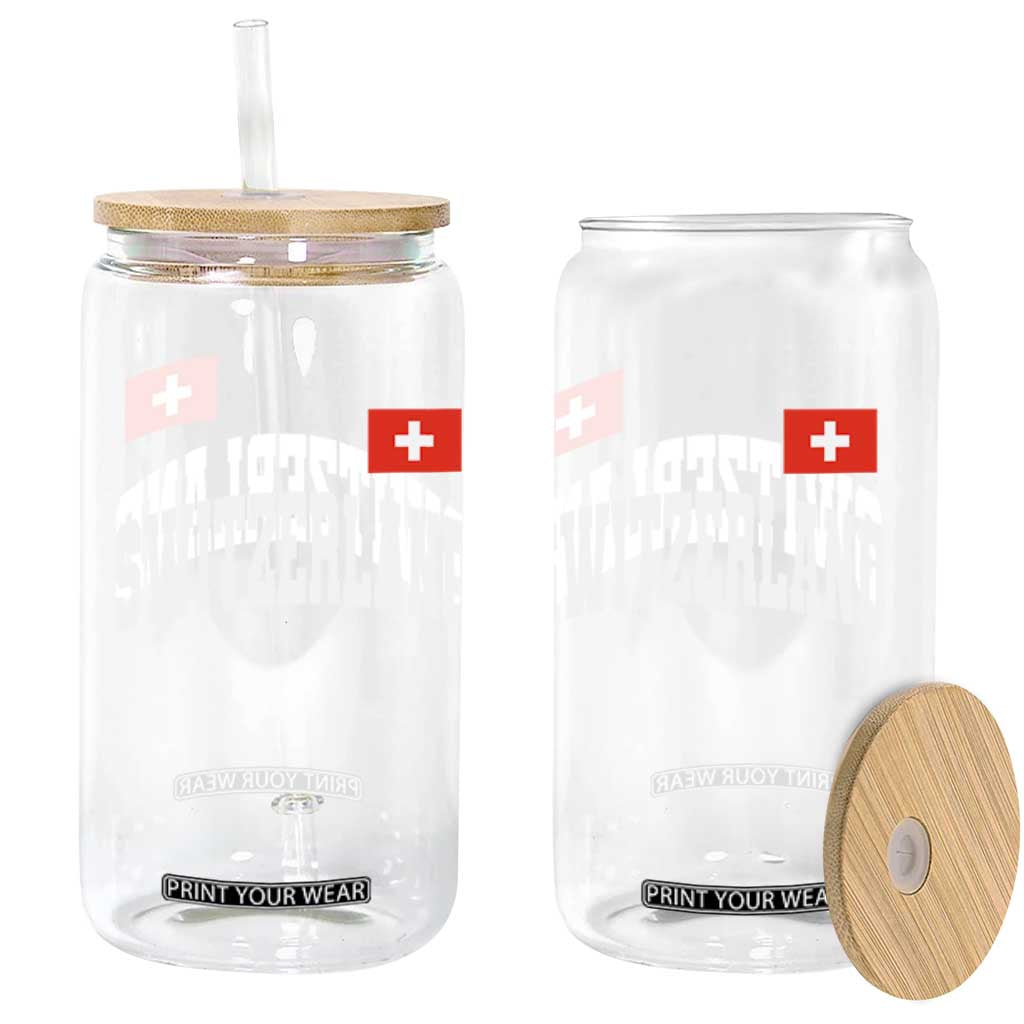 Switzerland Sports Throwback Design Glass Can Vintage Swiss Flag Soccer Jersey Style