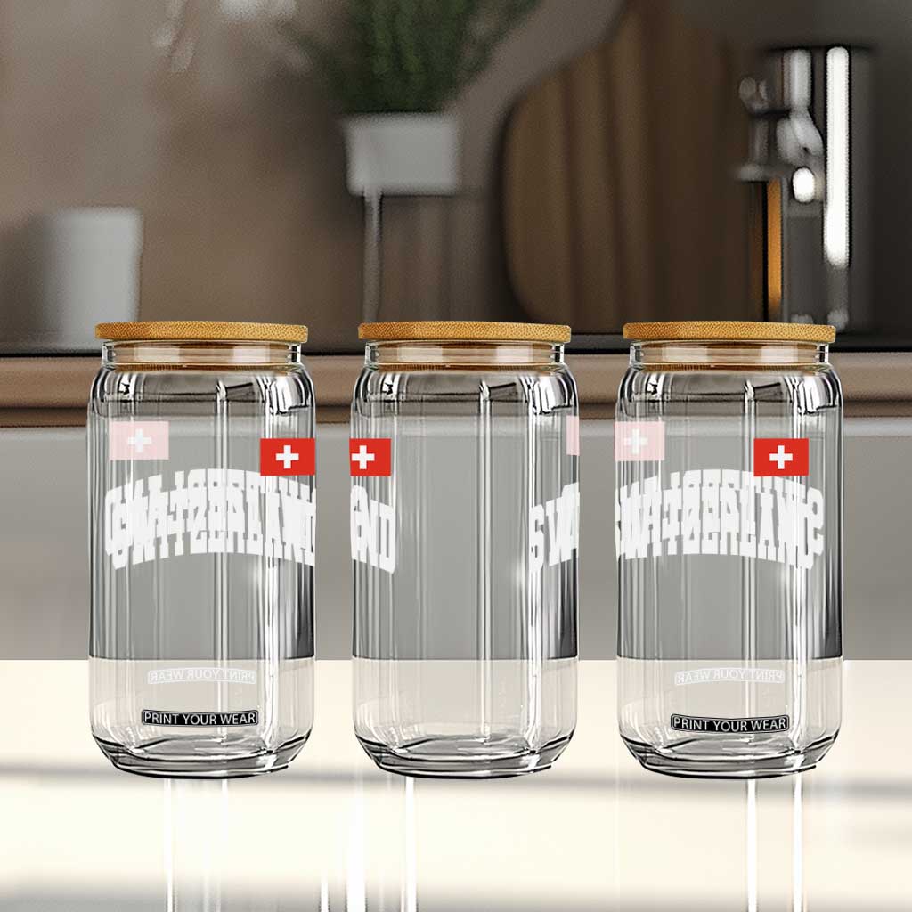 Switzerland Sports Throwback Design Glass Can Vintage Swiss Flag Soccer Jersey Style