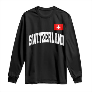 Switzerland Sports Throwback Design Long Sleeve Shirt Vintage Swiss Flag Soccer Jersey Style