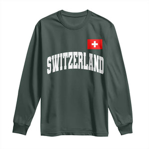 Switzerland Sports Throwback Design Long Sleeve Shirt Vintage Swiss Flag Soccer Jersey Style