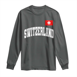 Switzerland Sports Throwback Design Long Sleeve Shirt Vintage Swiss Flag Soccer Jersey Style