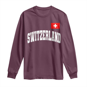 Switzerland Sports Throwback Design Long Sleeve Shirt Vintage Swiss Flag Soccer Jersey Style