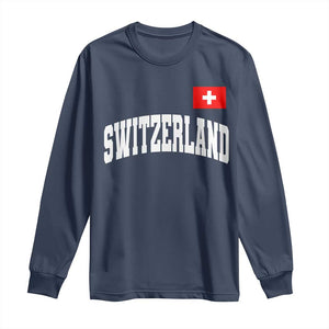 Switzerland Sports Throwback Design Long Sleeve Shirt Vintage Swiss Flag Soccer Jersey Style
