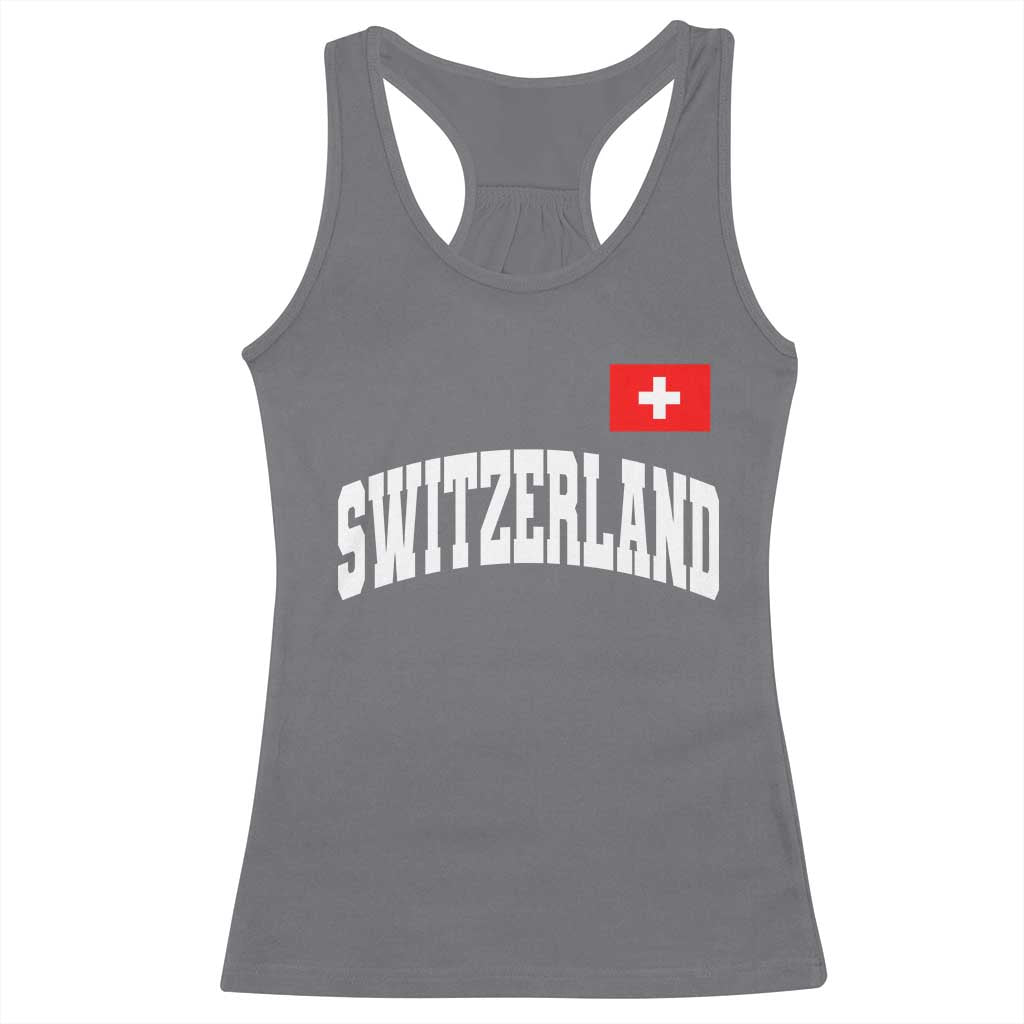 Switzerland Sports Throwback Design Racerback Tank Top Vintage Swiss Flag Soccer Jersey Style